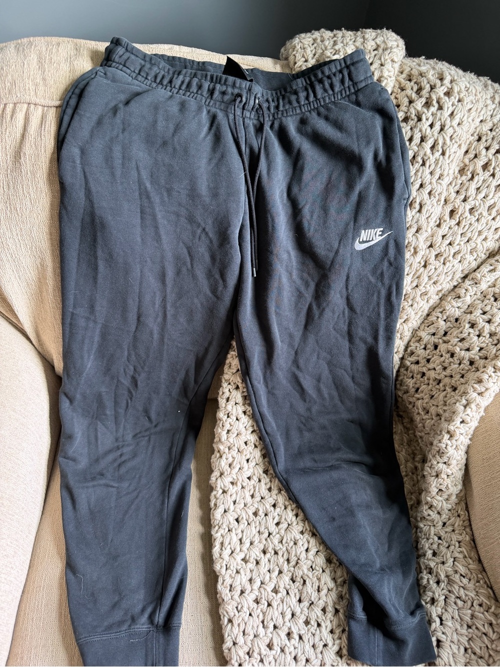 Nike Black Sweatpants with White Swoosh Tag